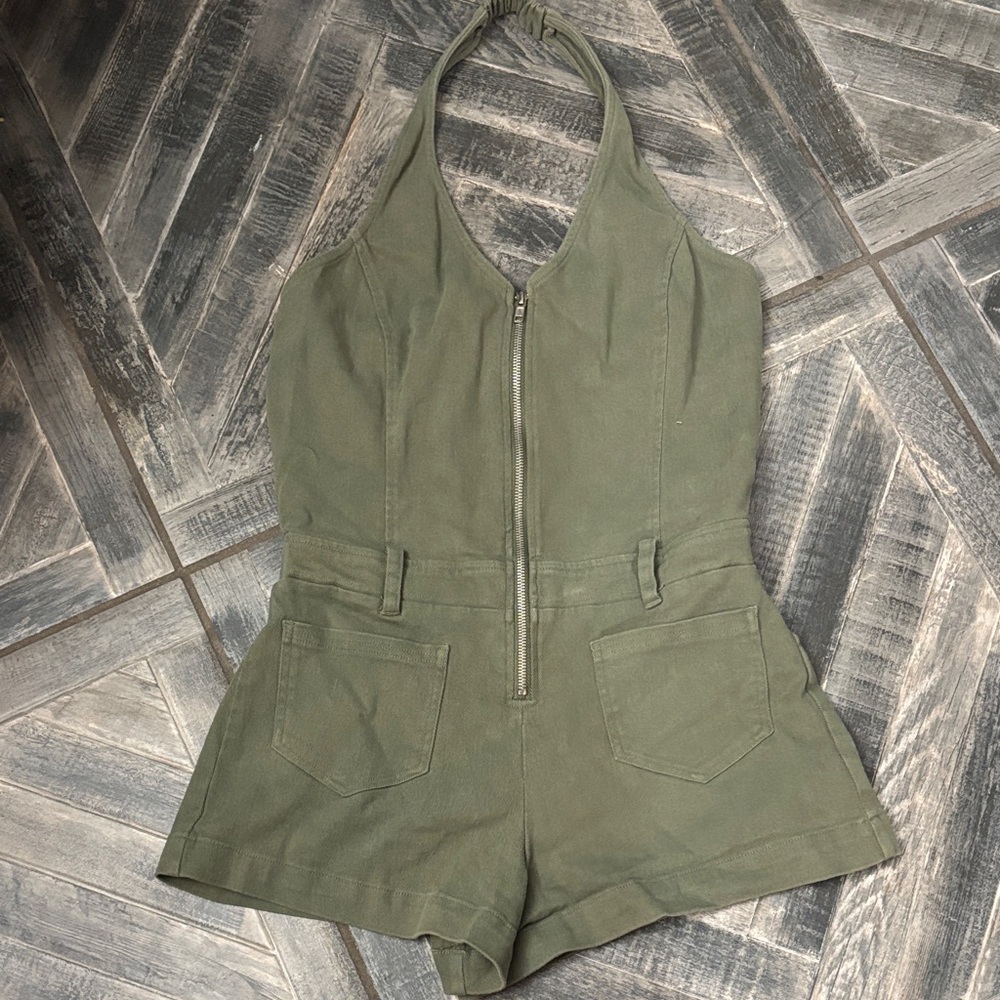 Green Halter Neck Romper